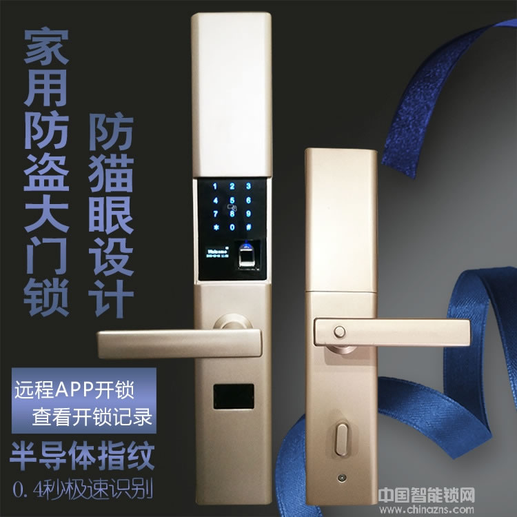黑將軍指紋鎖 防貓眼設(shè)計家庭大門鎖 APP滑蓋半導(dǎo)體指紋鎖