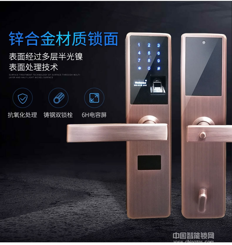 黑將軍指紋鎖 家用電子防盜門(mén)鎖 磁卡密碼指紋鎖