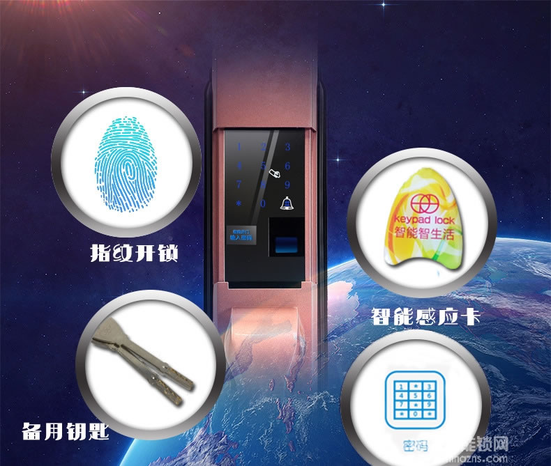 碩派木門智能電子密碼鎖 滑蓋指紋鎖