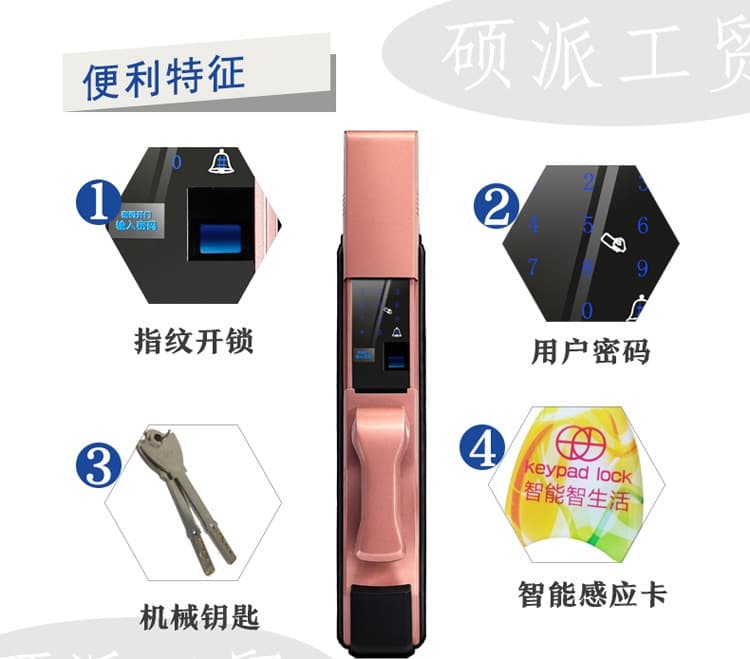 碩派木門智能電子密碼鎖 滑蓋指紋鎖