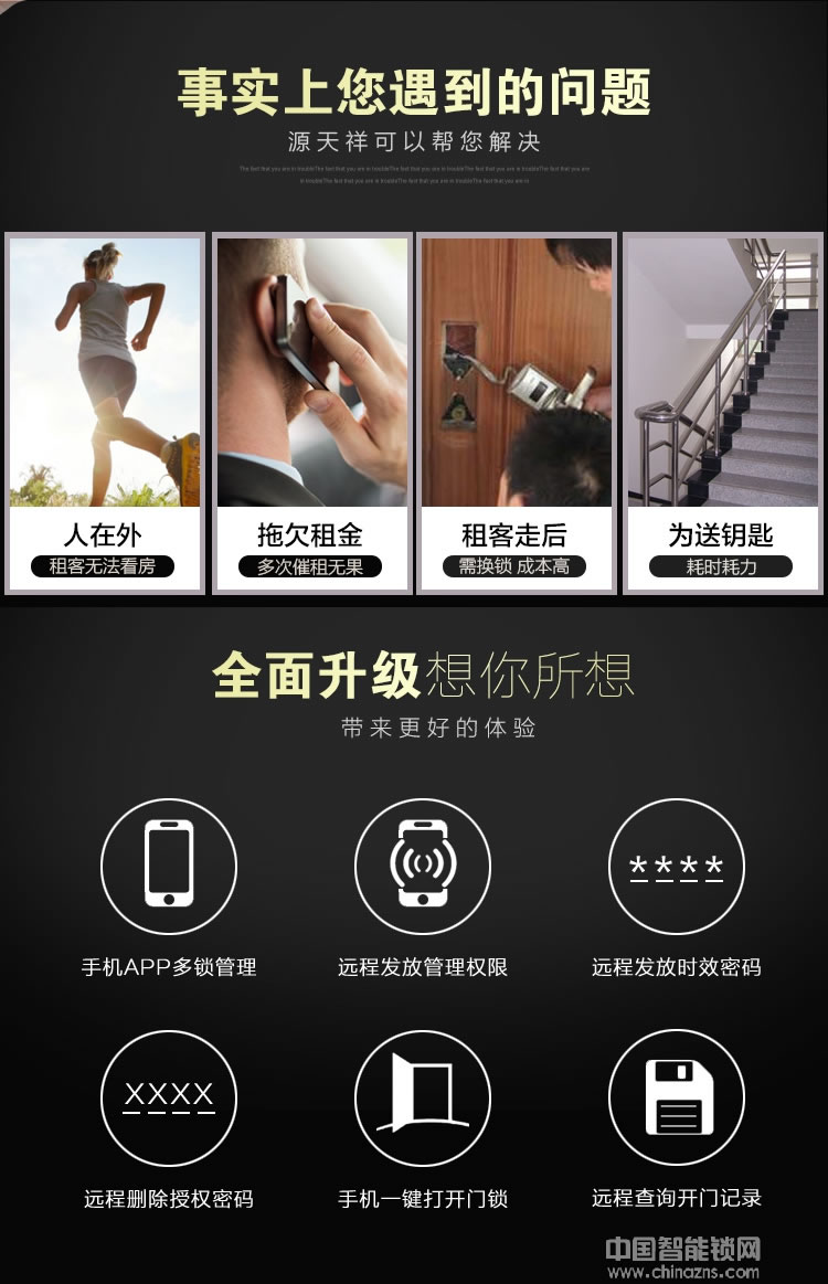 源天祥酒店鎖 手機(jī)遠(yuǎn)程藍(lán)牙app開鎖 出租房短租公寓防盜門密碼鎖