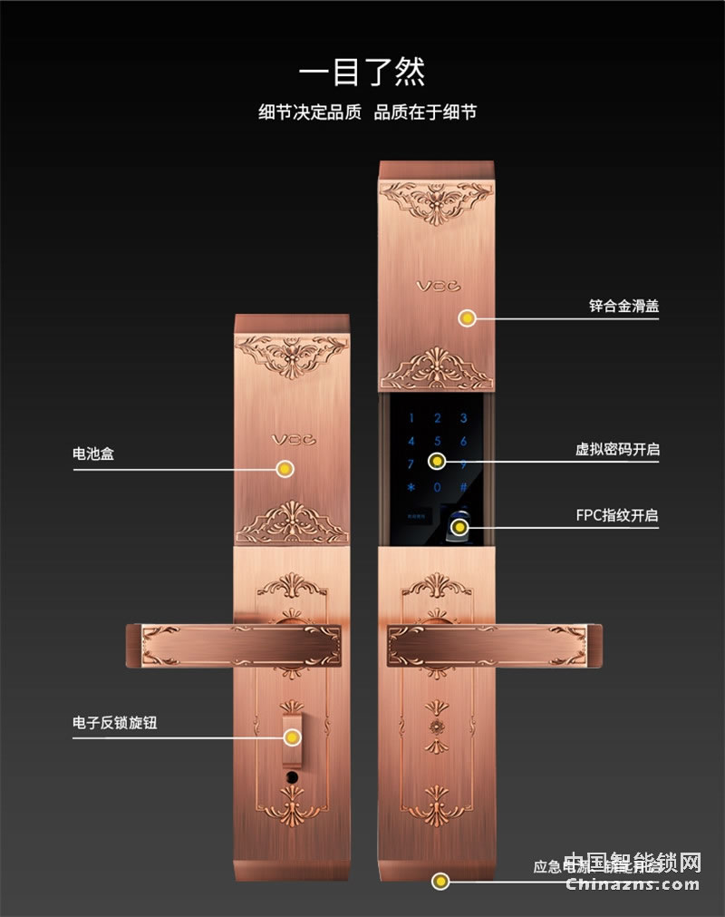 VOC指紋鎖智能鎖 L79電子鎖密碼鎖