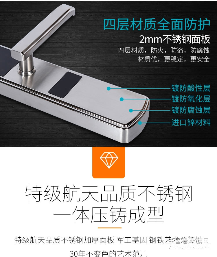 榮事達品冠指紋鎖小智7 防盜門大門通用型智能鎖