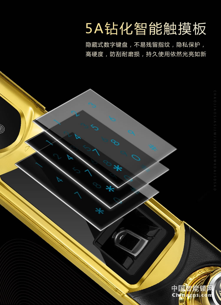 達文西別墅指紋鎖 家用防盜門鎖 大門智能鎖 