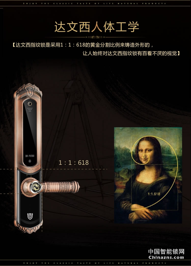 達文西滑蓋智能鎖 101別墅大門指紋鎖 手機APP遠程