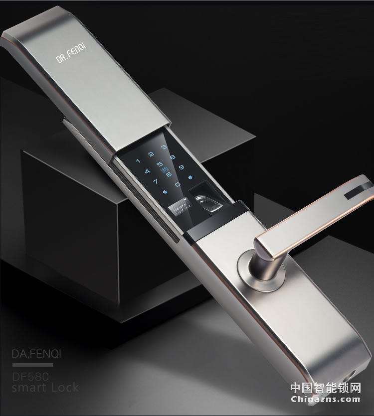 達文西滑蓋防盜門指紋鎖 DF580微信智能鎖 電子密碼鎖