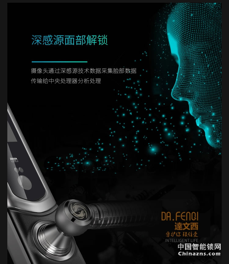 達(dá)文西人臉識(shí)別智能鎖 DF202掌靜脈智能門(mén)鎖 防盜門(mén)指紋鎖