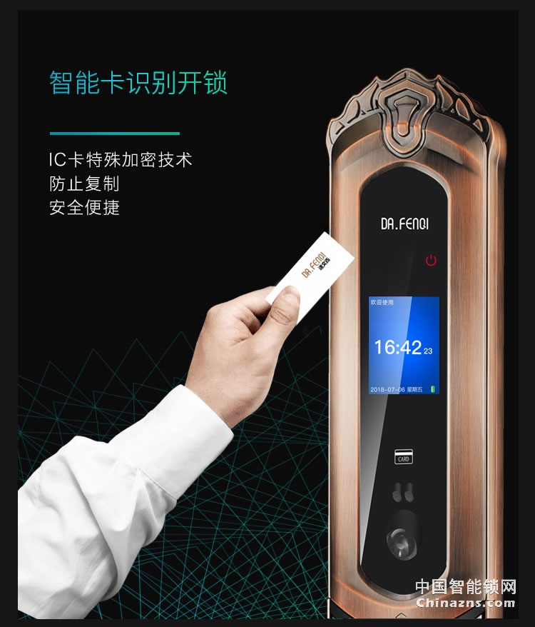 達(dá)文西人臉識(shí)別智能鎖 DF202掌靜脈智能門(mén)鎖 防盜門(mén)指紋鎖