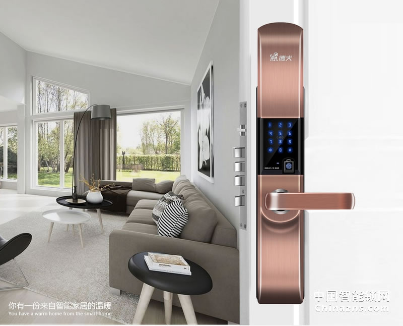 德犬H2自動滑蓋指紋密碼鎖 家用防盜門鎖智能電子門鎖磁卡鎖