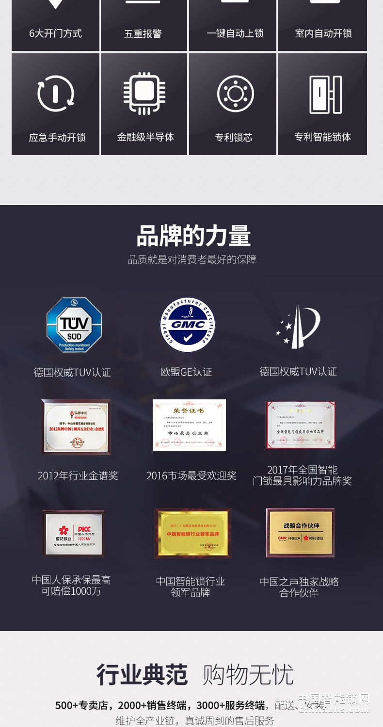 櫻花全自動指紋鎖 家用防盜門智能電子鎖密碼開鎖