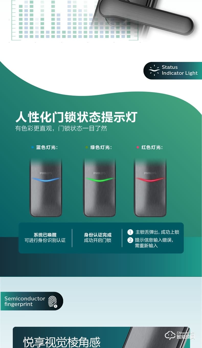 飛利浦智能鎖 7200滑蓋式家用防盜門(mén)電子鎖