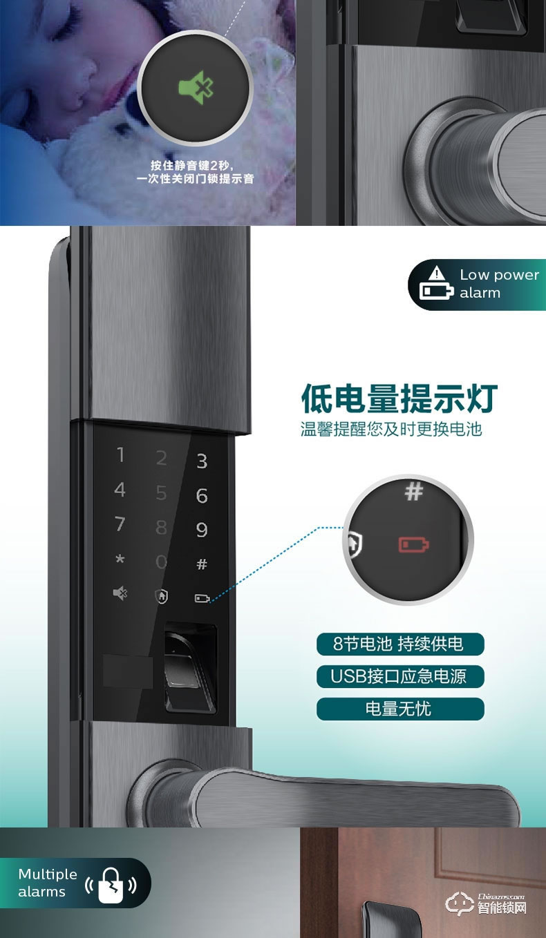 飛利浦智能鎖 7200滑蓋式家用防盜門(mén)電子鎖