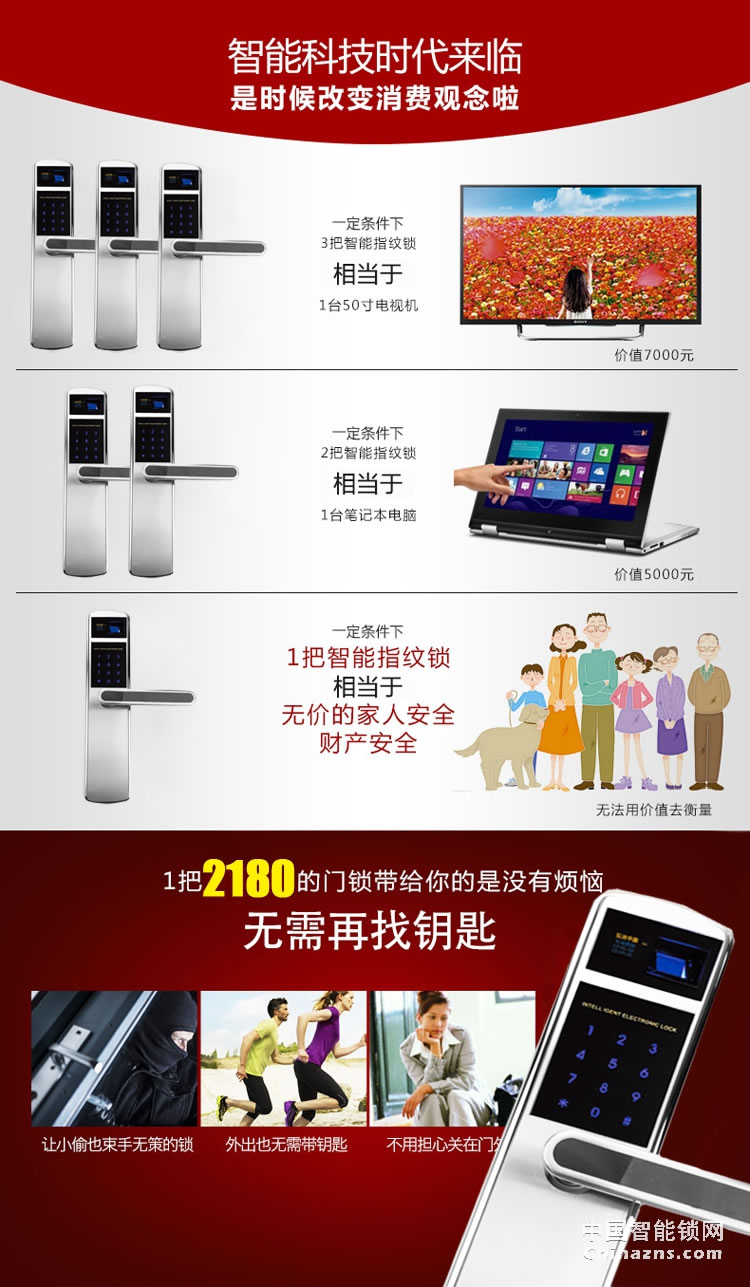 弘吉宇嘉家用指紋密碼鎖別墅專用防盜門鎖高檔智能電子鎖