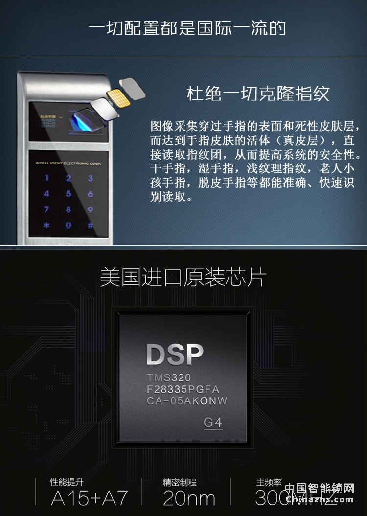 弘吉宇嘉家用指紋密碼鎖別墅專用防盜門鎖高檔智能電子鎖