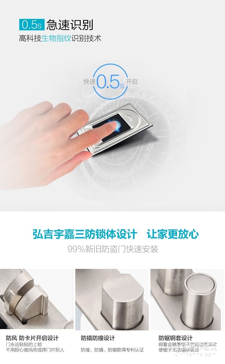弘吉宇嘉電子家用智能門鎖防盜鎖R7指紋密碼鎖