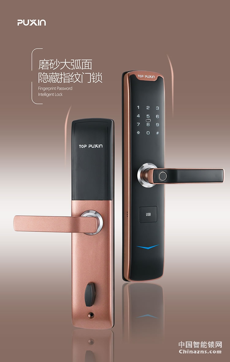 普鑫智能指紋密碼鎖 家用防盜門鎖 大門磁卡感應電子鎖