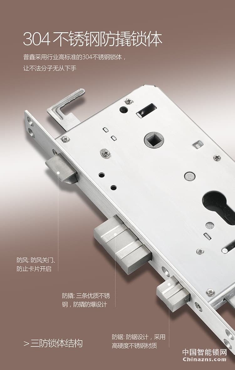 普鑫智能指紋密碼鎖 家用防盜門鎖 大門磁卡感應電子鎖