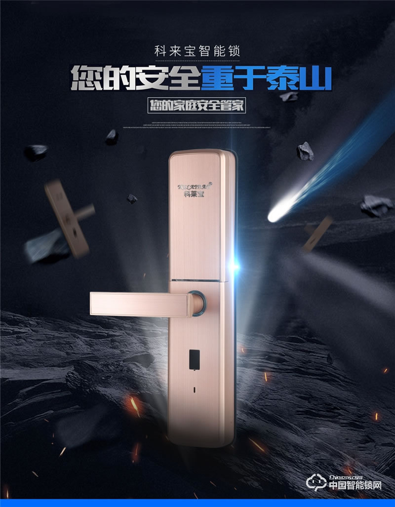 科萊寶 雙系統半導體指紋鎖 鋅合金玫瑰金色 KLB-9008