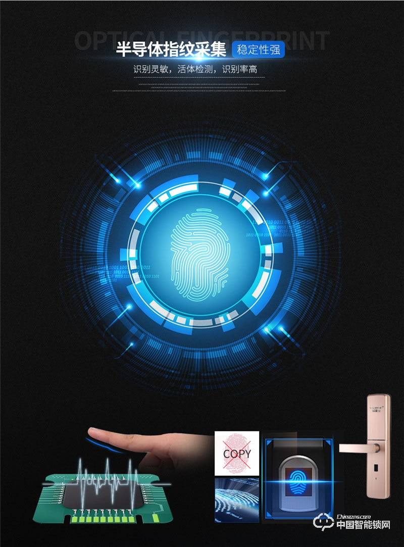 科萊寶 雙系統半導體指紋鎖 鋅合金玫瑰金色 KLB-9008