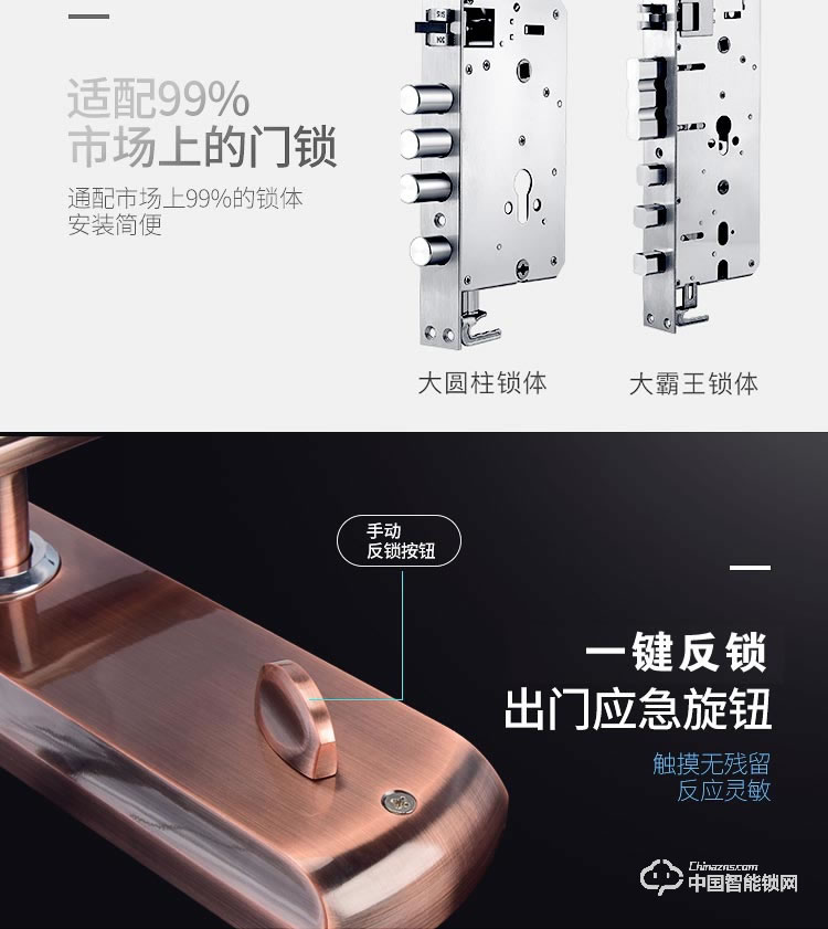 普泰升滑蓋指紋鎖 家用智能門鎖 半導體智能指紋密碼鎖