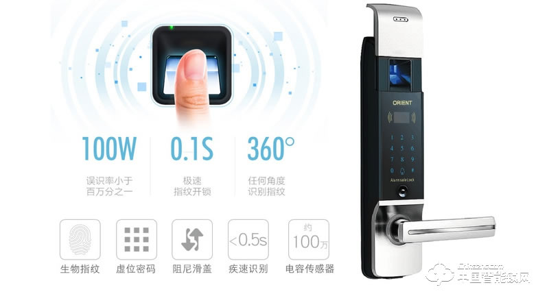 奧聯智能鎖 小滑蓋指紋密碼鎖 防盜門智能鎖