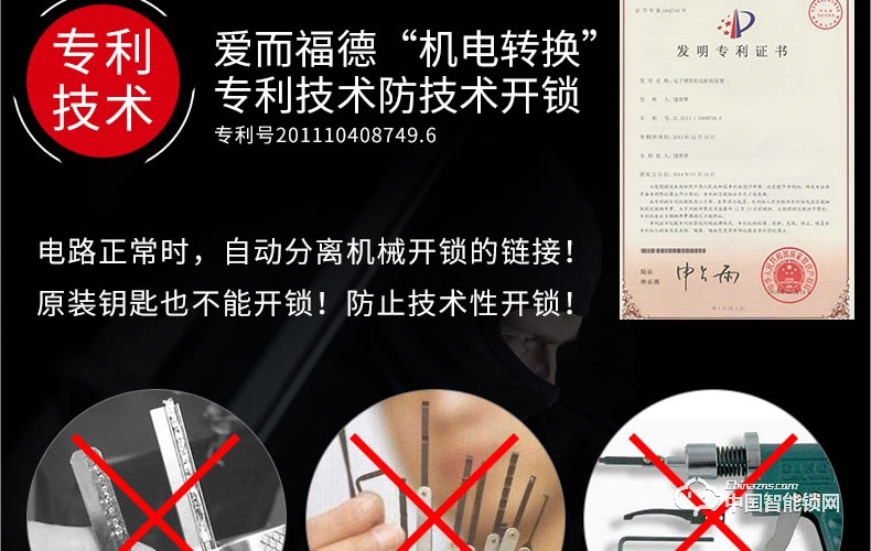 愛而福德指紋鎖 紅古銅密碼智能電子鎖 家用防盜門刷卡門禁鎖