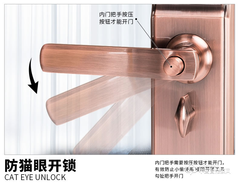 愛而福德指紋鎖  EFUD-8100指紋鎖紅古銅密碼智能電子鎖