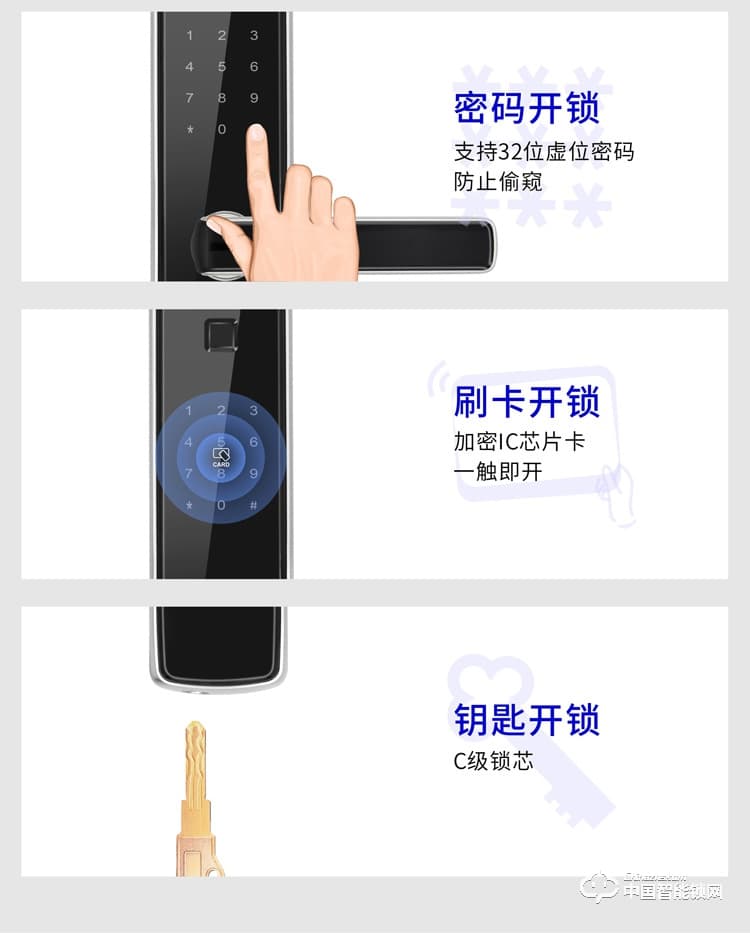 龍鎖天下智能鎖 防盜門指紋密碼鎖 直板智能門鎖M05