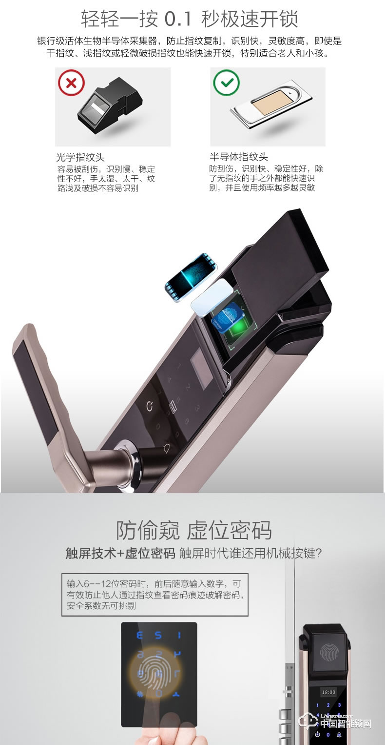 視佳K4指紋鎖 家用智能鎖防盜門密碼鎖