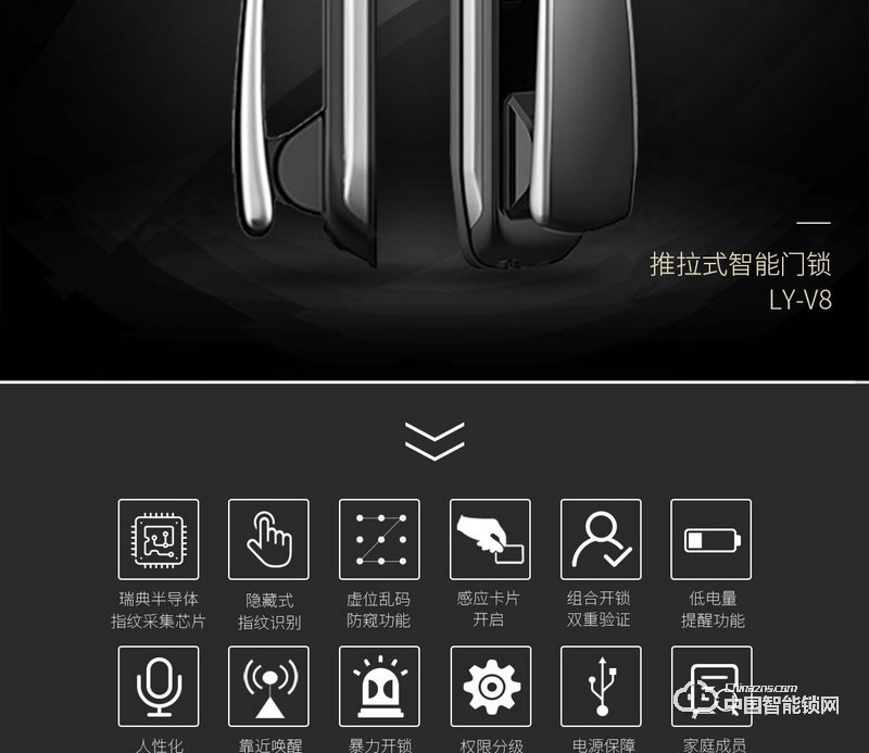 樂柚智能鎖 推拉式指紋鎖 家用防盜門木門智能鎖