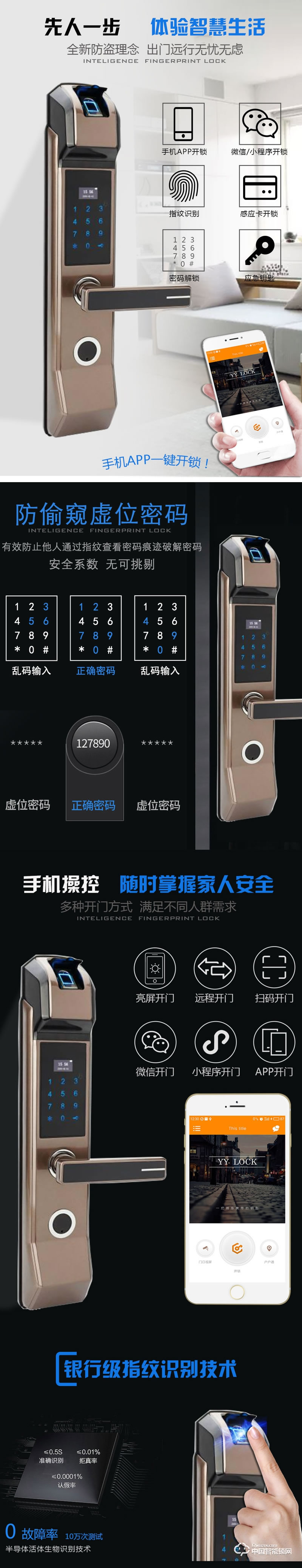 百佳星智能鎖 家用指紋鎖 小滑蓋電子密碼鎖