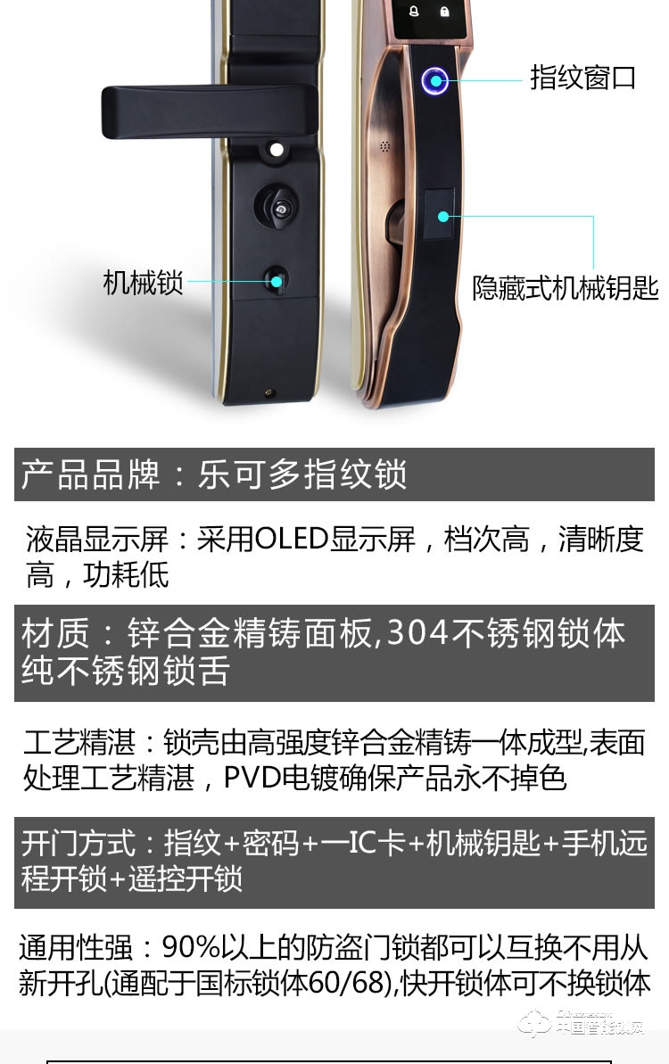 樂可多指紋鎖 大門鎖刷卡磁卡感應通用智能鎖