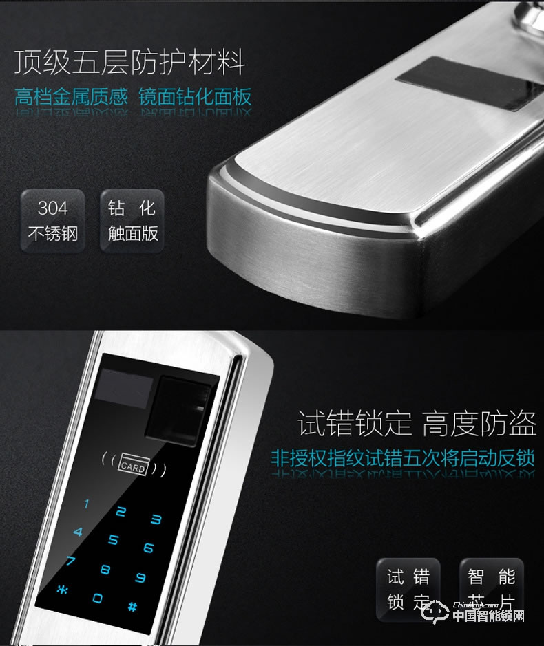 科帝倫智能鎖 半動指紋鎖-B29 萬能互換指紋密碼鎖 全自動指紋密碼鎖
