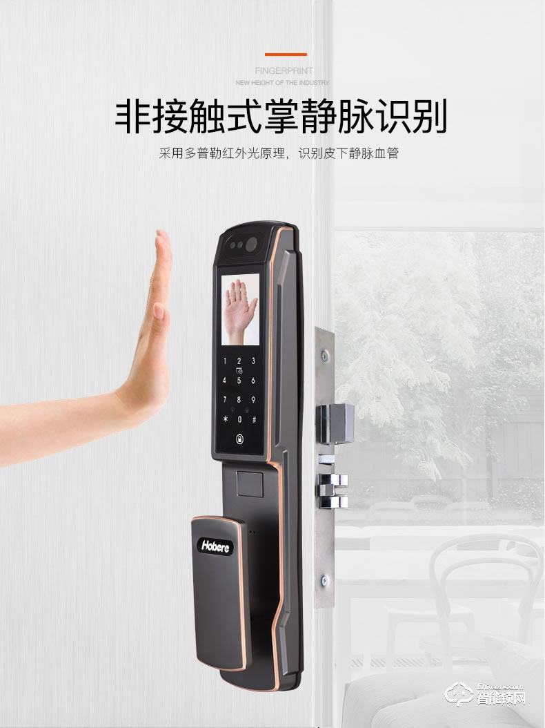 弘博匯指紋鎖 H6人臉識別自動智能鎖 