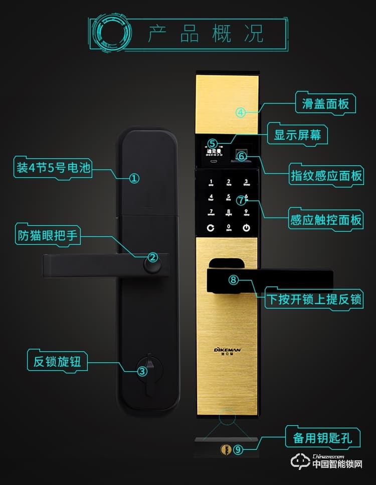 迪克曼智能鎖 防盜鎖智能鎖滑蓋鎖刷卡鎖A10