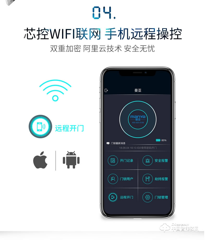 曼亞智能鎖 家用防盜門手機APP智能鎖P10