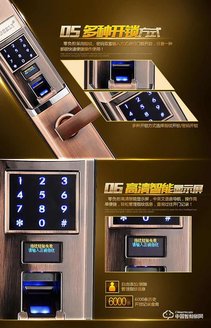 賓利智能鎖 B1指紋密碼刷卡鎖