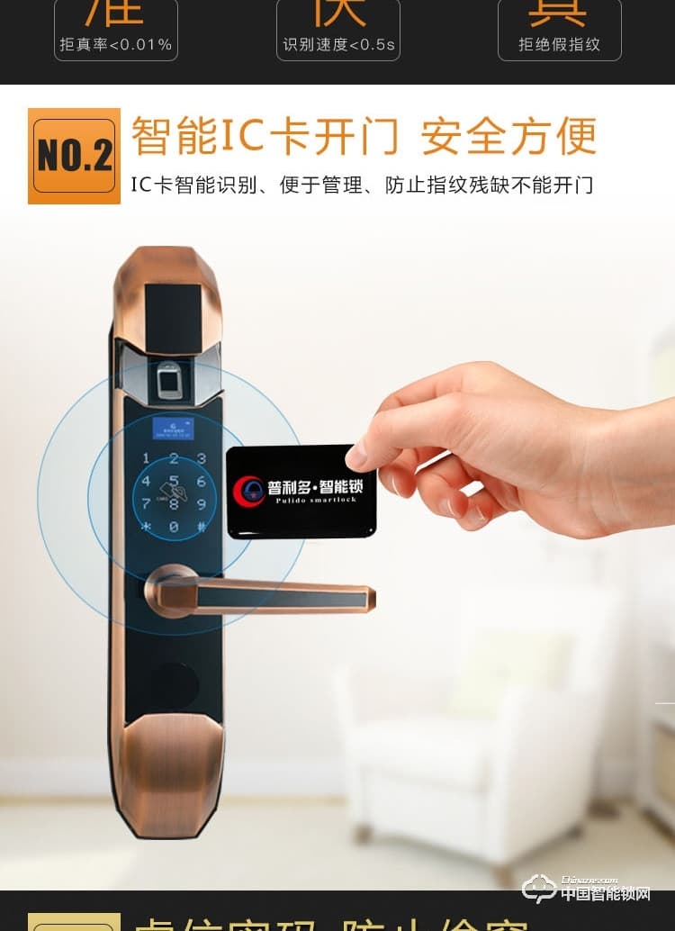 普利多智能鎖 小滑蓋指紋鎖 防盜門智能鎖