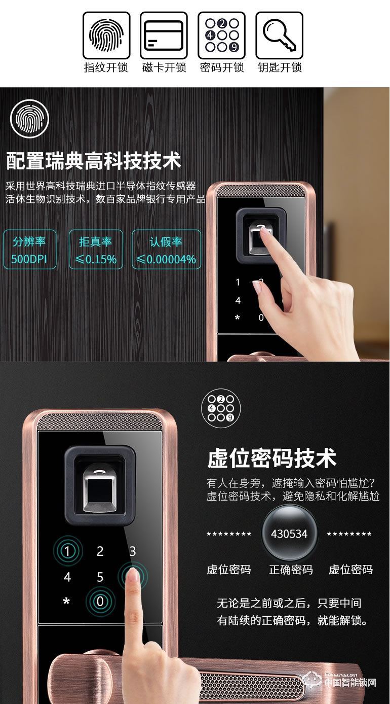 小家丁指紋鎖 D1大門鎖磁卡鎖密碼鎖