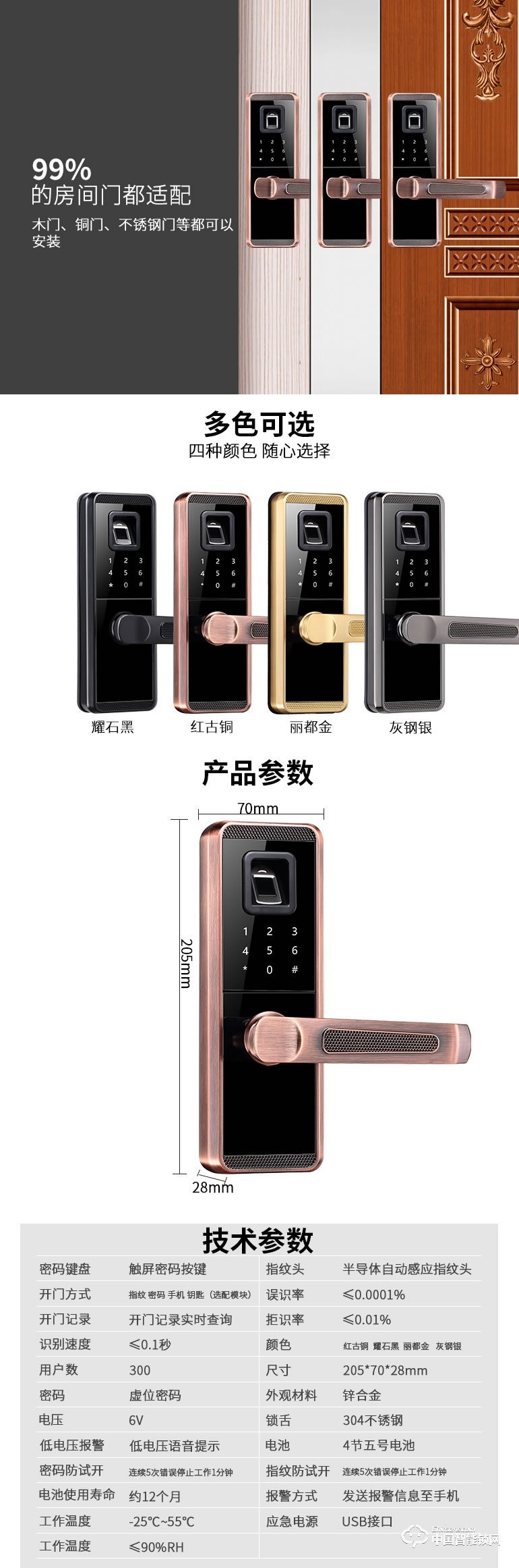 小家丁指紋鎖 D1大門鎖磁卡鎖密碼鎖