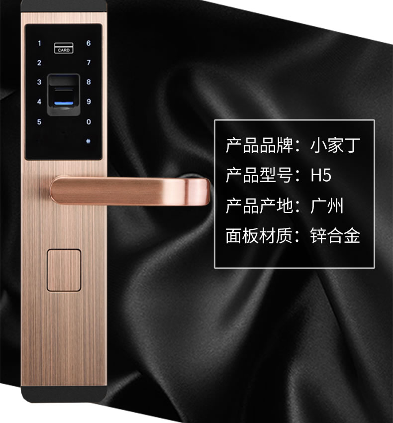 小家丁指紋鎖  H5智能鎖大門鎖磁卡鎖密碼鎖