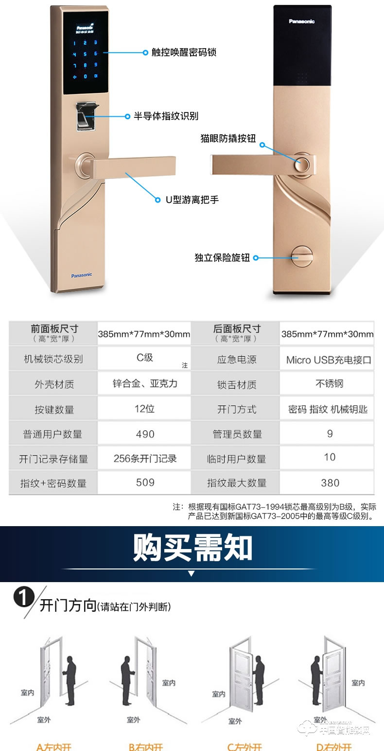 松下指紋鎖 密碼鎖感應酒店賓館王力鎖