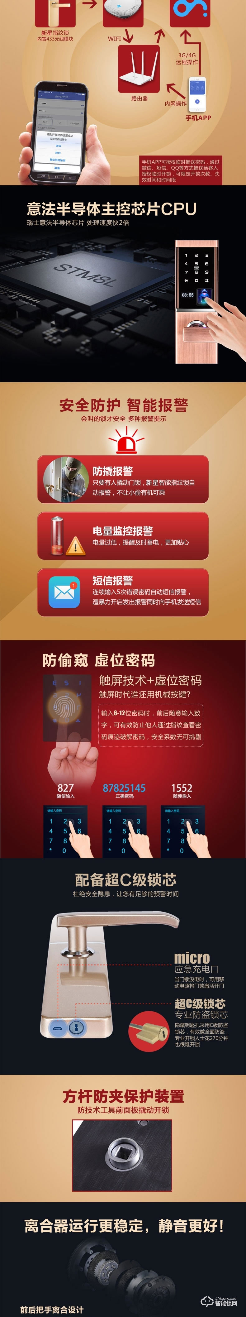 新星智能鎖  A-838APP遠程防盜智能鎖