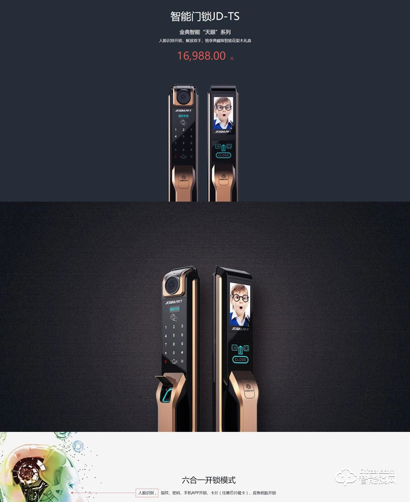 金典智能鎖 人臉識別智能鎖 防盜門密碼鎖JD-TS
