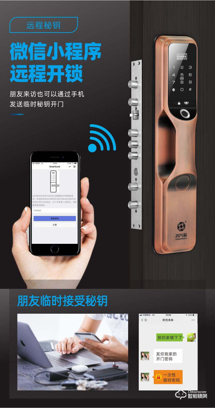 鴻興福智能鎖 A9002全自動智能指紋鎖