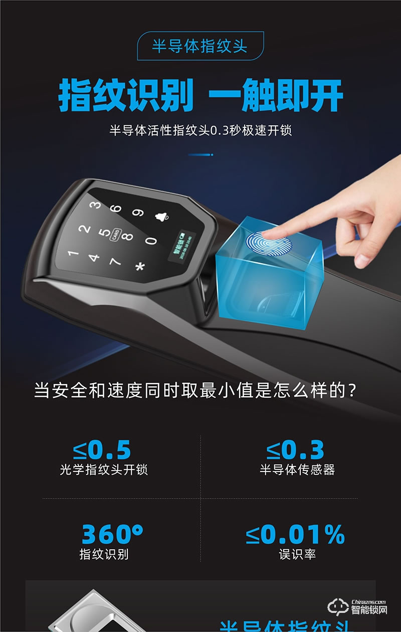 鴻興福智能鎖 A6001智能指紋鎖 智能防盜門鎖