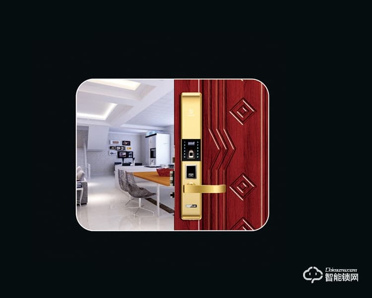 高盾智能鎖 F9900指紋密碼電子鎖 純不銹鋼防盜門天地桿鎖體