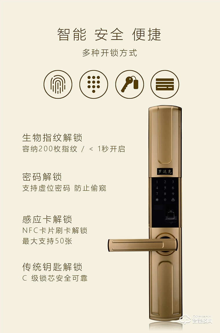 羅達(dá)克智能鎖 Z-07指紋密碼鎖