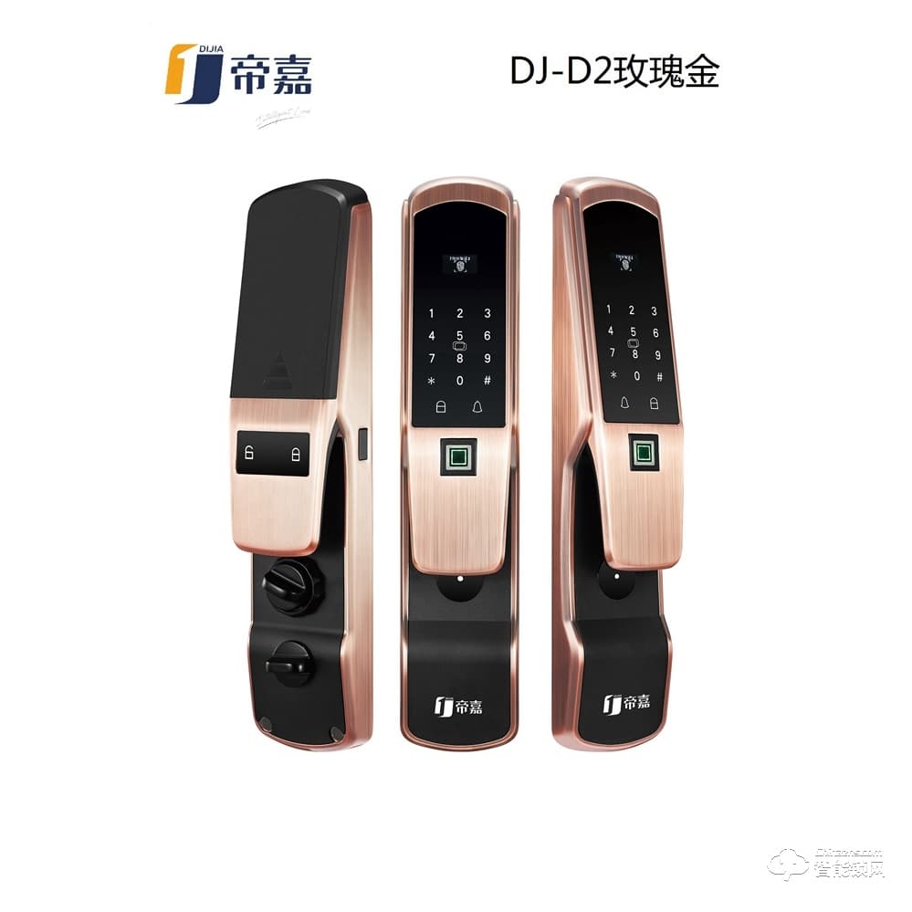 帝嘉智能鎖 全自動系列DJ-D2玫瑰金指紋密碼鎖