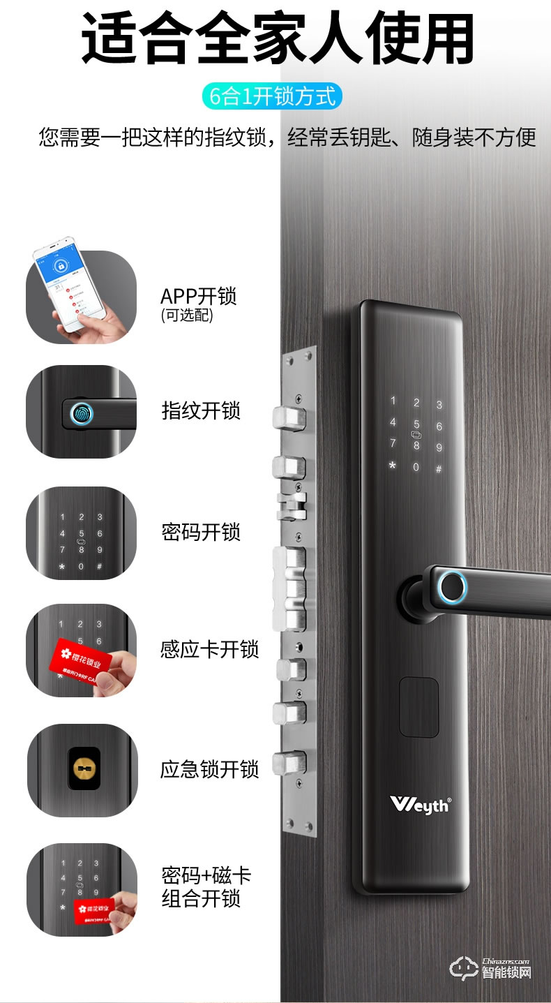 惠氏智能鎖 H18智能指紋鎖家用防盜門鎖